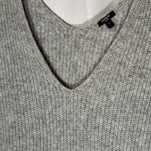 Express Light Gray Soft Sweater Size Large Loose Cozy. Heather - Picture 6 of 11